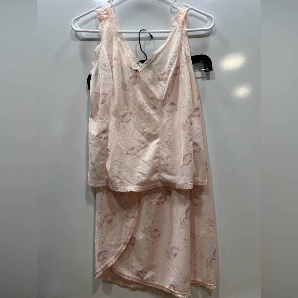 Vintage Slip Set By Blush Peach Pink Silky Nylon Lace Slit Vintage Lingerie USA‎
